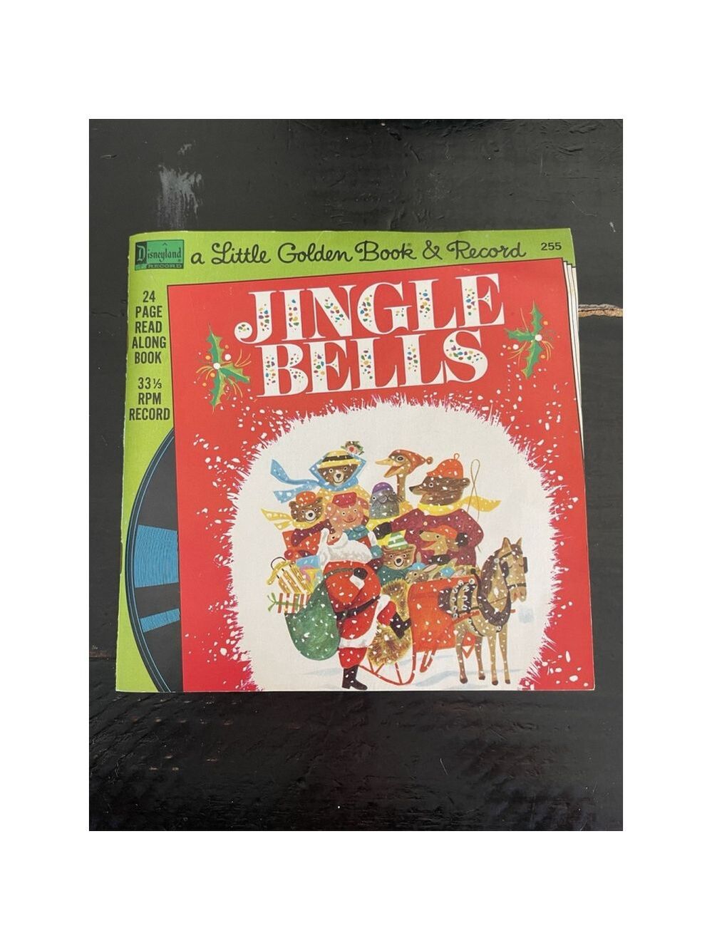 JINGLE BELLS 255 Disney Little Golden Read Along Book & Record Set Near Mint NM